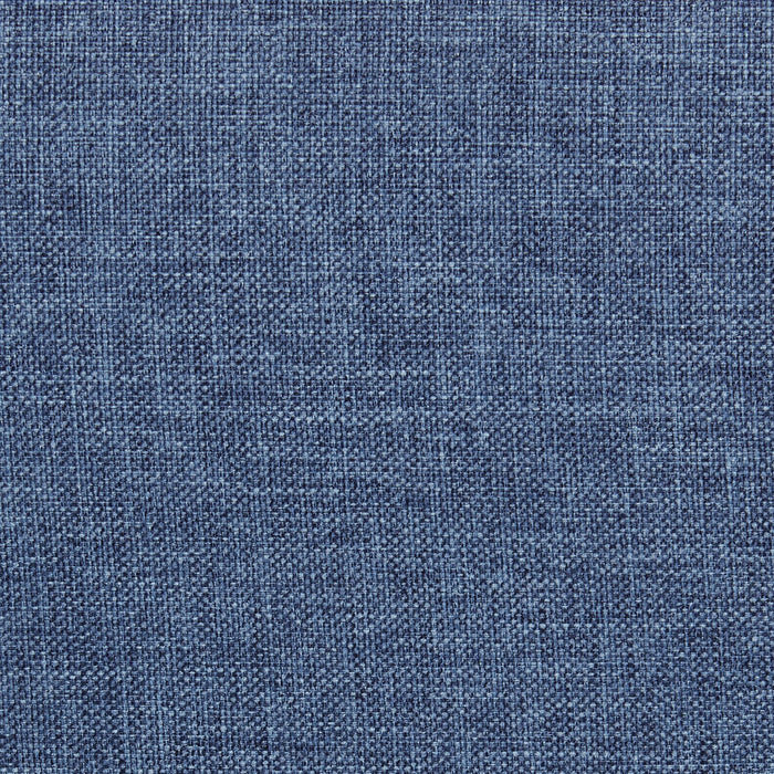 Page Upholstered Bed in Blue Linen-Look Fabric, Button Tufted - Full Size