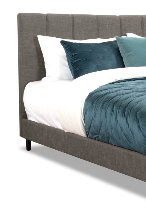 Paseo Upholstered Platform Bed in Grey Fabric - King Size