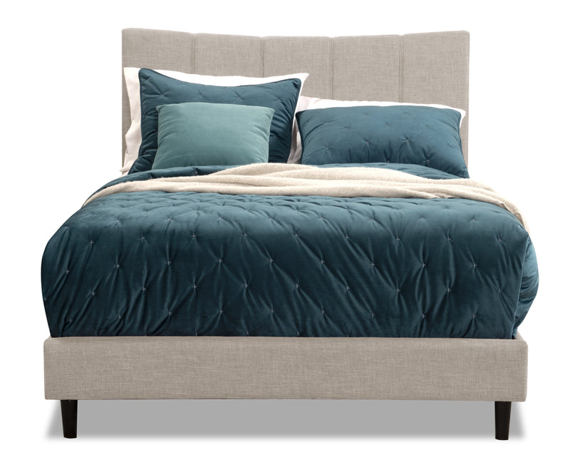 Paseo Upholstered Platform Bed in Taupe Fabric - Full Size