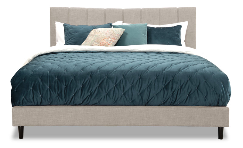 Paseo Upholstered Platform Bed in Taupe Fabric - King Size