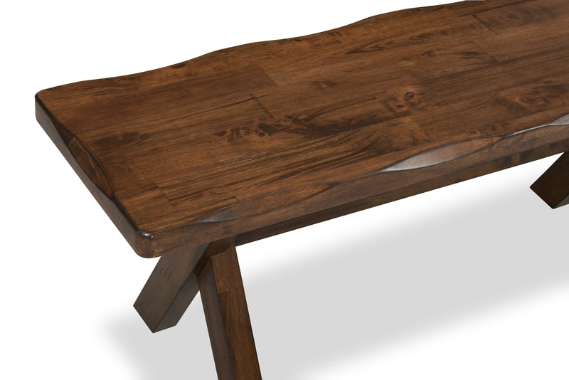 Plum Dining Bench, Wood, Live-Edge Look, 47.25\"W- Nutmeg Brown