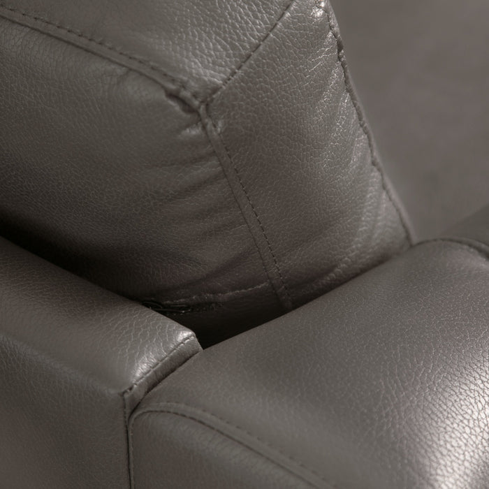 Andi 84\" Leather-Look Fabric Sofa with Button Tufting - Grey