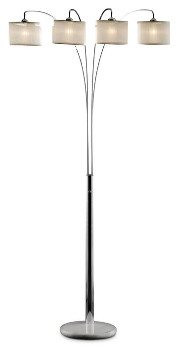 84\" Chrome and Marble 4-Light Arc Floor Lamp