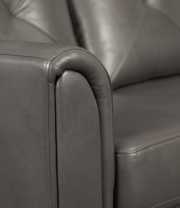 Andi 84\" Leather-Look Fabric Sofa with Button Tufting - Grey