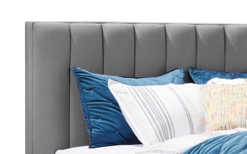 Kort & Co. Rain Upholstered Platform Bed in Grey Fabric, Tufted - Full Size