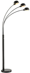 72\" Modern Black 3-Light Arc Floor Lamp