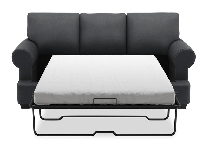 Made in Canada Customizable Sofa Lab Roll 86\" Linen-Look Fabric Sofa Bed with Rolled Arms - Pax Pepper Grey