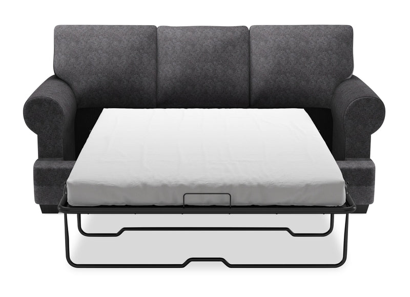 Made in Canada Customizable Sofa Lab Roll 86\" Chenille Fabric Sofa Bed with Rolled Arms - Luxury Charcoal Grey