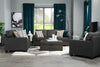 Sawyer Linen-Look Fabric Sofa - Charcoal Grey 