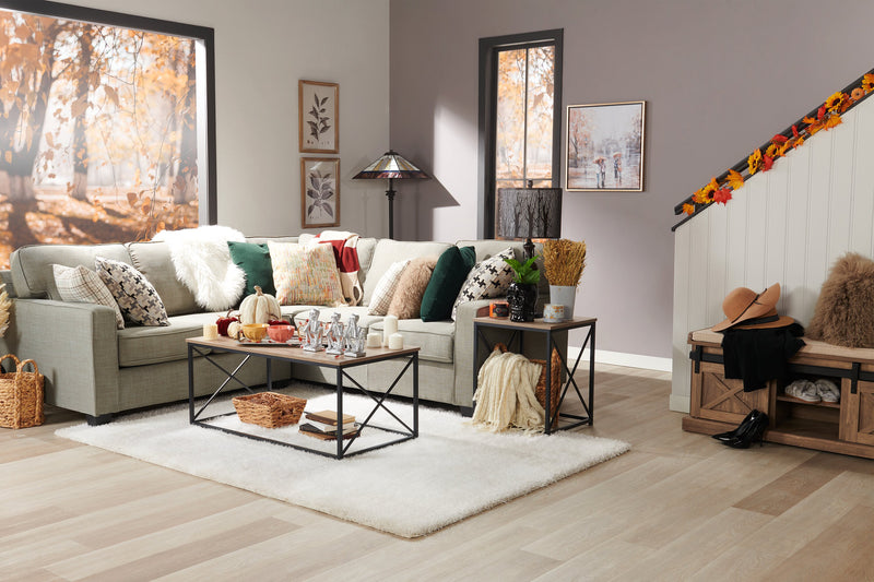 Made in Canada Sawyer 2-Piece Linen-Look Fabric Sectional with Reversible Cushions - Light Grey