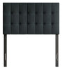 Ellis Upholstered Headboard in Charcoal Fabric, Button Tufted - Twin Size | Tête de lit rembourrée Ellis en tissu anthracite avec capitonnage à boutons - format lit simple