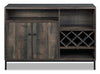 Amos Server - Rustic style Server in Distressed wood, Gunmetal grey Medium Density Fibreboard (MDF), Metal