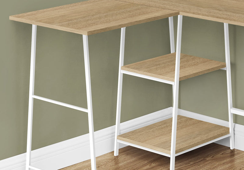 Evlin 42\" L-Shaped Office Desk with Shelves - Natural