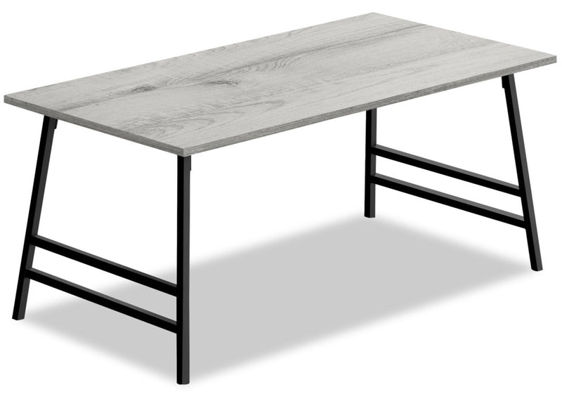 Atlas 40\" Modern Coffee Table - Grey Top with Black Metal Legs