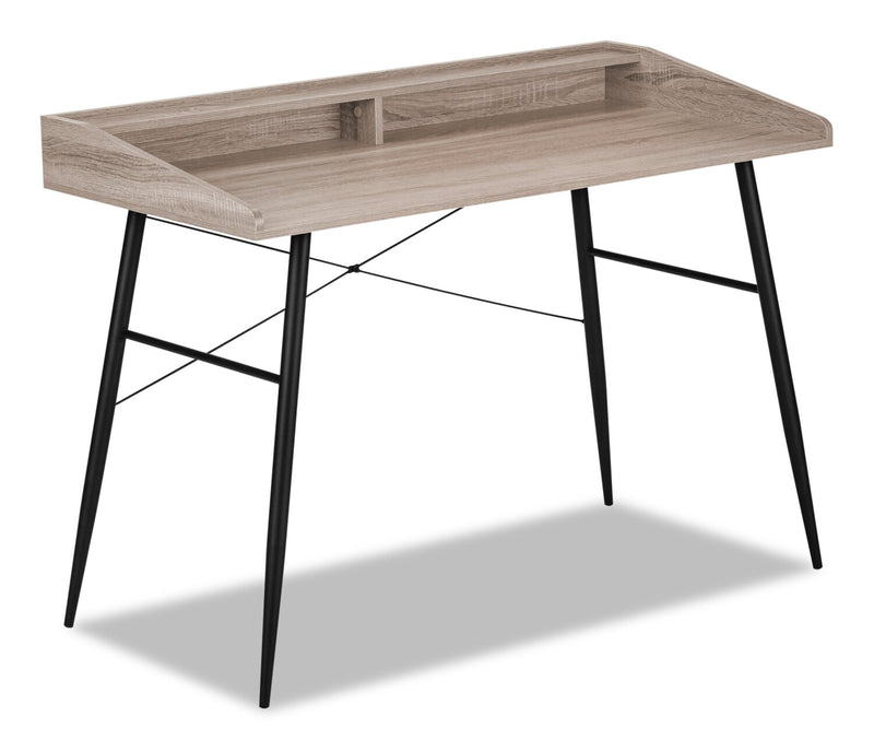 Jeremy 47.25\" Office Desk with Small Hutch - Taupe
