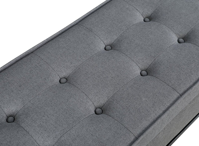 Ryan 43.5\" Storage Bench with Bottom Shelf - Dark Grey