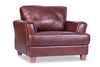 Chateau d'Ax Vita 44" 100% Genuine Leather with Diamond Pattern Stitching and Wood Legs - Brown | Meuble Vita de Château d’Ax de 44 po en cuir 100 % véritable avec coutures à motif de diamant et pattes en bois - brun