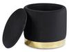 Phebe Velvet Storage Ottoman - Black 