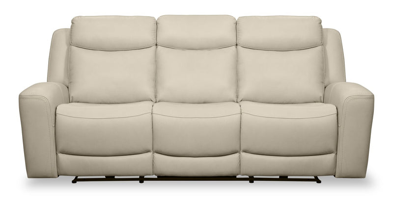 Scott Living Prescott 88.5\" Genuine Leather Power Reclining Sofa with Power Headrests - Platinum Grey