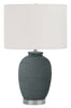24" Blue with Silver Base Ceramic Table Lamp|Lampe de table de 24 po en céramique bleue avec base argentée