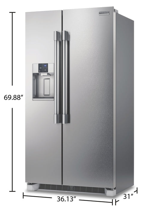 Frigidaire Professional 36.1\" 22.3 Cu. Ft. Counter-Depth Side-by-Side Refrigerator - Smudge-Proof® Stainless Steel - PRSC2222AF