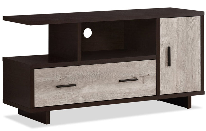 Alexis 48\" Modern TV Stand with Storage & Cable Management for TVs up to 55\"- Espresso and Grey Two Tone