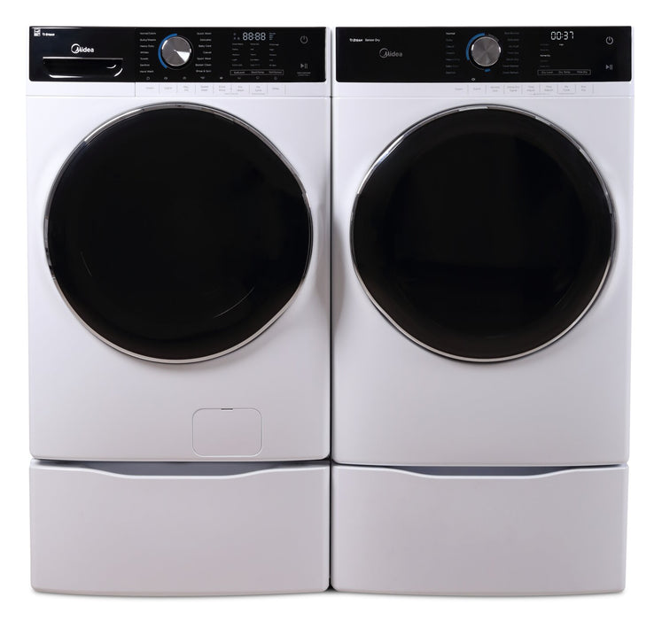 Midea 5.2 Cu. Ft. Front-Load Washer and 8 Cu. Ft. Electric Dryer - White
