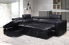 Drake 3-Piece Leather-Look Fabric Left-Facing Sleeper Sectional - Black 