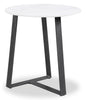 Kort & Co. Nico 22" Modern Oval End Table - White Sinetered Stone with Dark Grey Metal Legs|Table de bout ovale moderne Nico de Kort & Co. de 22 po - pierre frittée blanche avec pattes en métal gris foncé