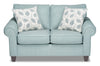Made in Canada Scarlett 64\" Chenille Fabric Loveseat with Rolled Arms and Accent Pillows - Marine Blue