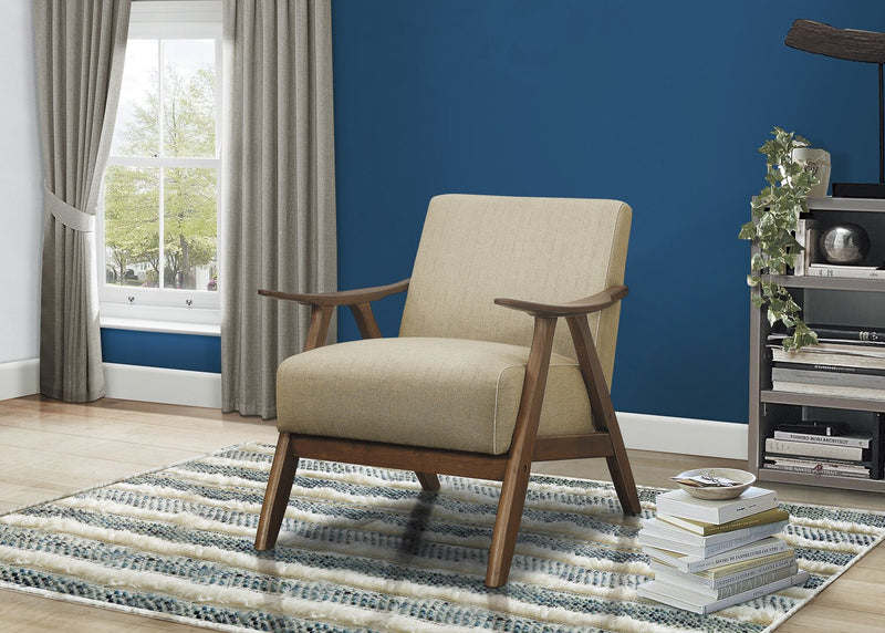 Kyra 28.5\" Linen-Look Fabric Accent Chair with Curved Arms and Wood Frame - Taupe
