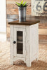 Benjy Chairside Table - Rustic style End Table in Distressed white, natural pine Engineered Wood
