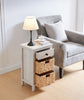 Jon 15.5" Chairside Table with 2 Baskets & Drawer - White Oak|Table de fauteuil Jon de 15,5 po avec 2 paniers et tiroir - chêne blanc