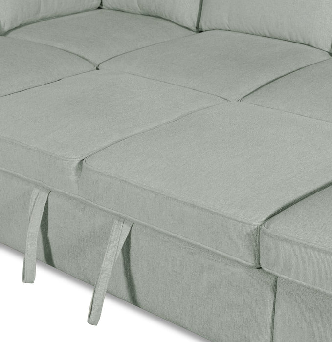 Scott Living Haven 3-Piece Chenille Fabric Sleeper Sectional with Two Storage Chaises - Seafoam Blue