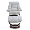 Maven 34.5" Grey Genuine Leather Stress Free Reclining Chair with Footrest and Wood and Metal Base - Grey | Fauteuil inclinable Maven antistress de 34,5 po en cuir véritable gris avec repose-pieds et base en bois et métal - gris