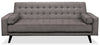 Avery 81.5\" Linen-Look Fabric Klik Klak Futon with Tufting and Two Armrest Pillows - Grey