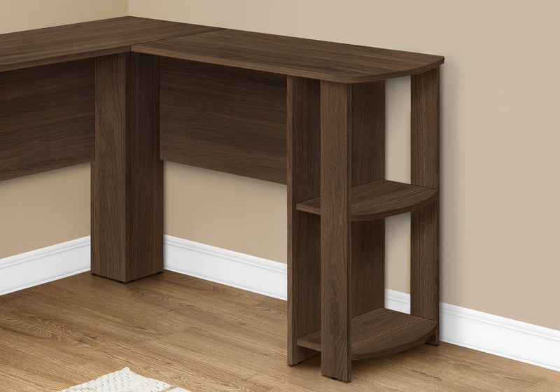Eason 47\" L-Shaped Office Desk with Shelf - Walnut