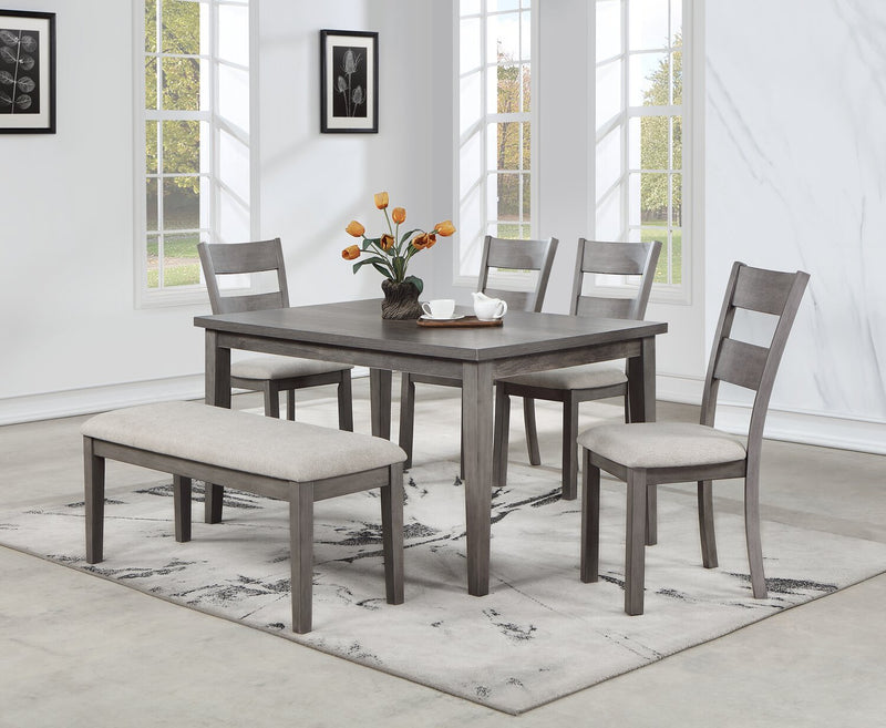 Krew Dining Bench with Polyester Fabric, 48\"W - Grey