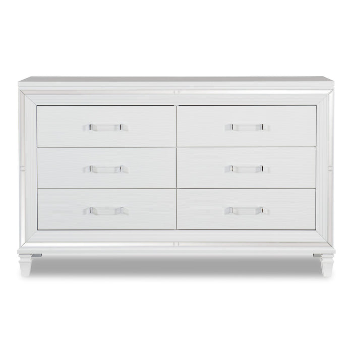 Max Bedroom 6-Drawer Dresser, 66\"W x 41\"H, Glam - White
