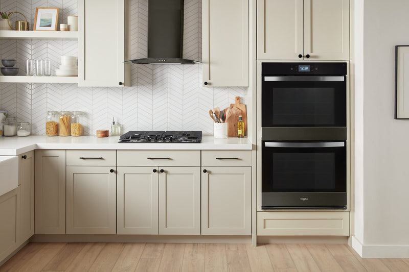 Whirlpool 30\" 10 Cu. Ft. Electric Double Wall Oven with True Convection - Black Stainless Steel with PrintShield™ Finish - WOED7030PV