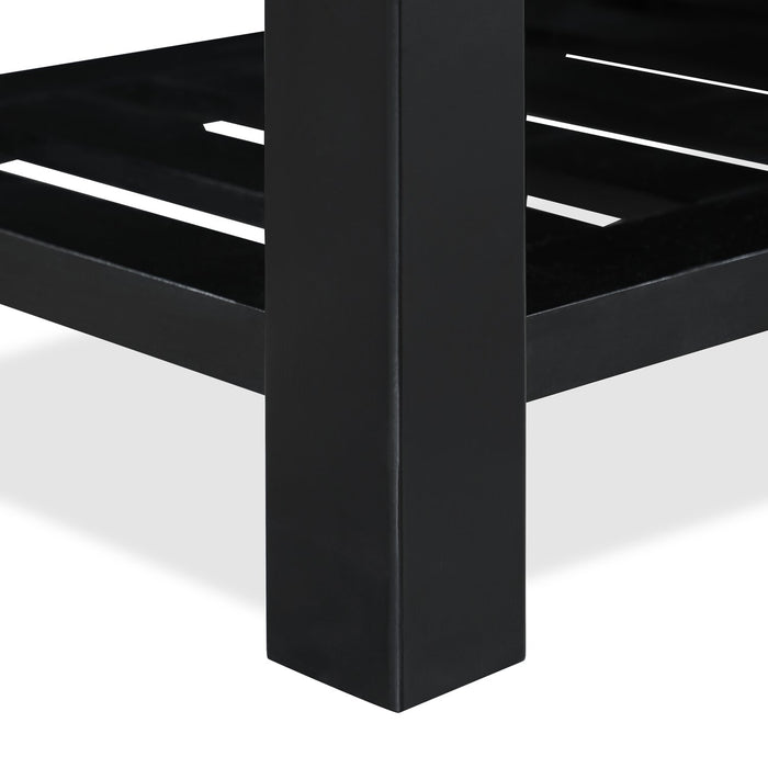 Ryan 43.5\" Storage Bench with Bottom Shelf - Dark Grey