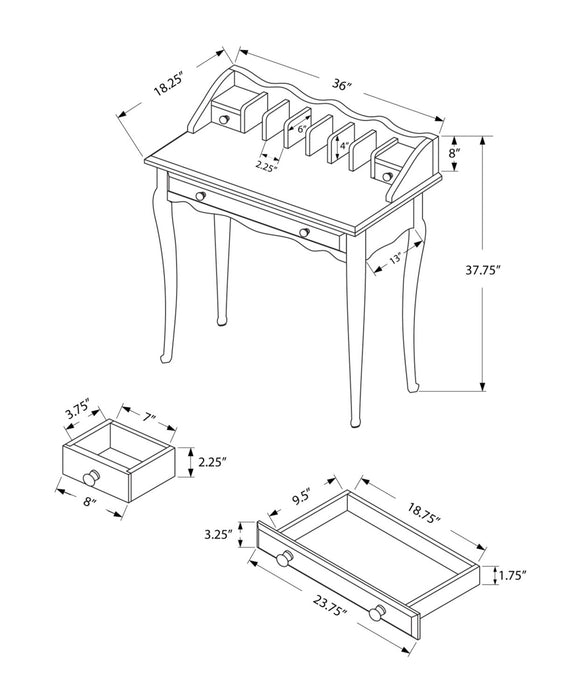 Samantha 36\" Queen Anne-Style Office Desk - Dark Cherry
