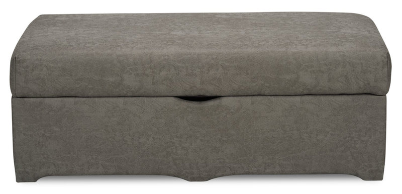 Made in Canada Morty 48\" Leather-Look Fabric Storage Ottoman - Grey