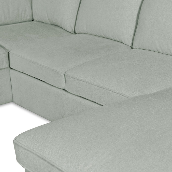 Scott Living Haven 3-Piece Chenille Fabric Sleeper Sectional with Two Storage Chaises - Seafoam Blue
