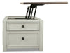 Colby Coffee Table with Lift Top and Casters  - Rustic style Coffee Table in Weathered oak and antique white