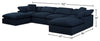 Eclipse 6-Piece Linen-Look Fabric Modular Sectional with 2 Ottomans - Navy 