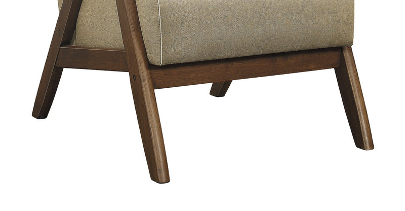 Kyra 28.5\" Linen-Look Fabric Accent Chair with Curved Arms and Wood Frame - Taupe