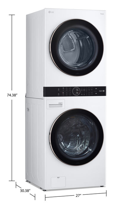 LG 5.2 Washer/7.4 Dryer Cu. Ft. Front-Load High-Efficiency Washtower™ - White - WKE100HWA