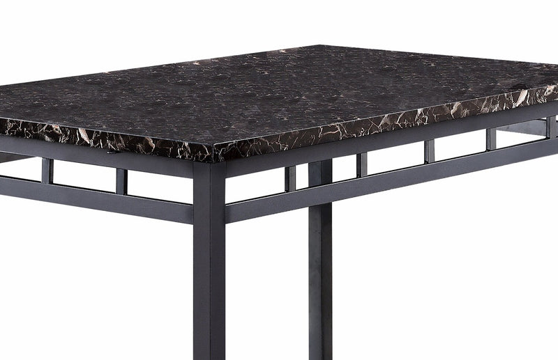 Marc 5pc Dining Set with Table & 4 Chairs, Marble-Look Top, Metal, 48\"W - Black