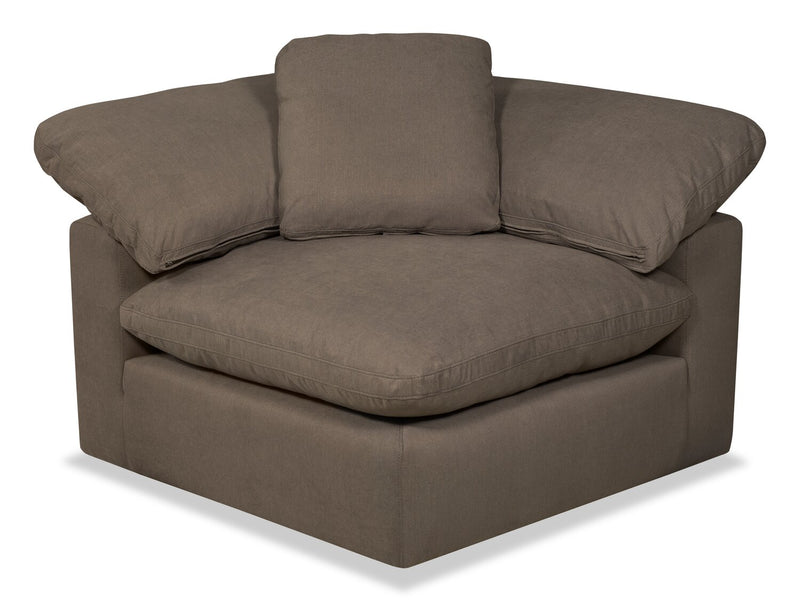Eclipse Modular 5-Piece Linen-Look Fabric Sectional with Reversible Feather Down Cushions - Slate Grey